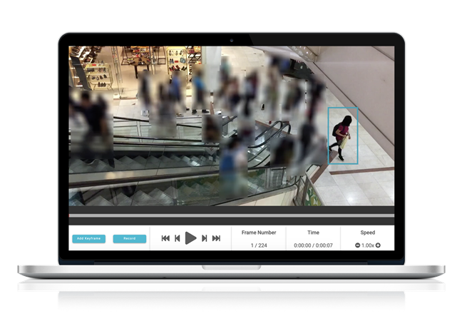 Laptop showing Pixelate video redaction